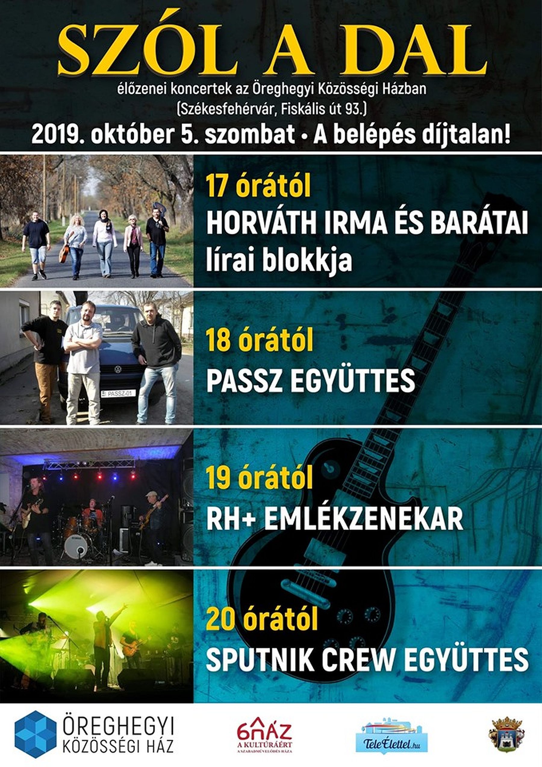 Szól a dal - ingyenes élőzenei koncertek lesznek az Öreghegyi Közösségi Házban szombaton